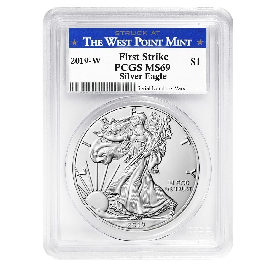 2019-W 1 oz Burnished Silver American Eagle PCGS SP 69 First Strike (WP Label)