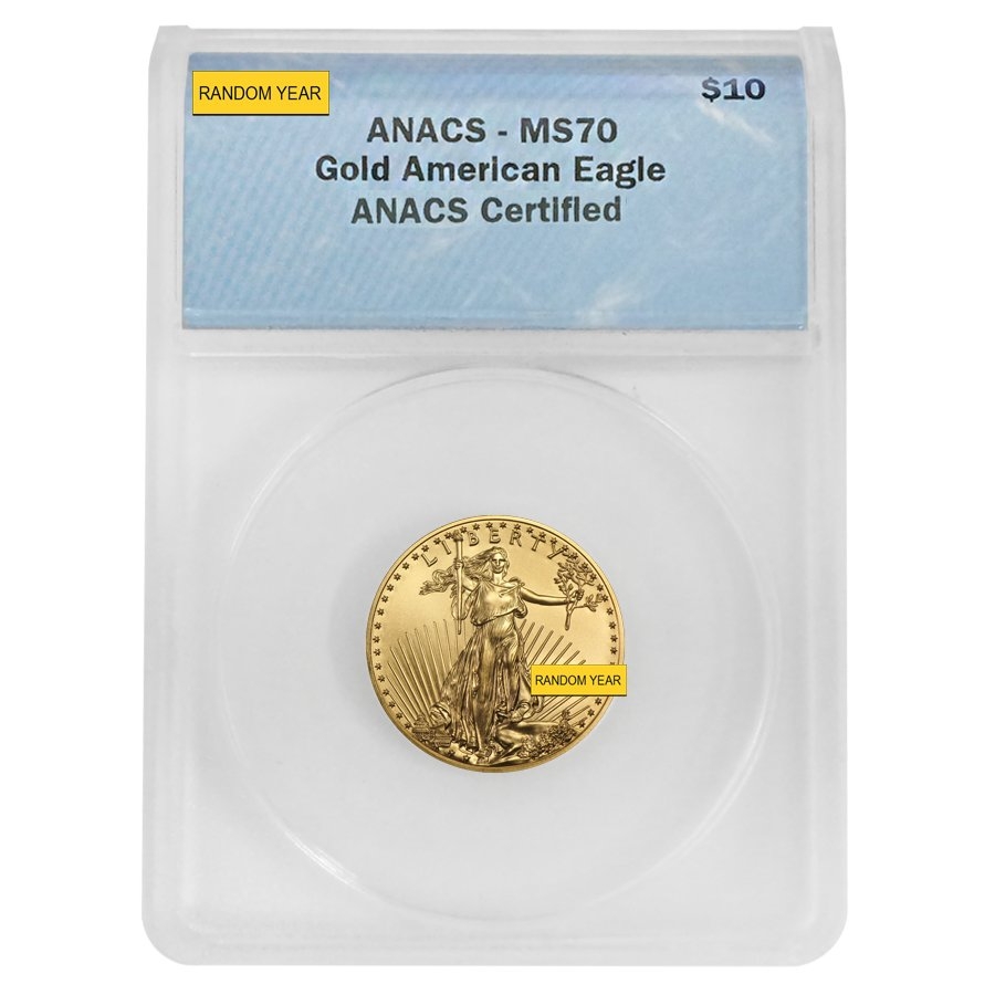 1/4 oz $10 Gold American Eagle ANACS MS 70 (Random Year)