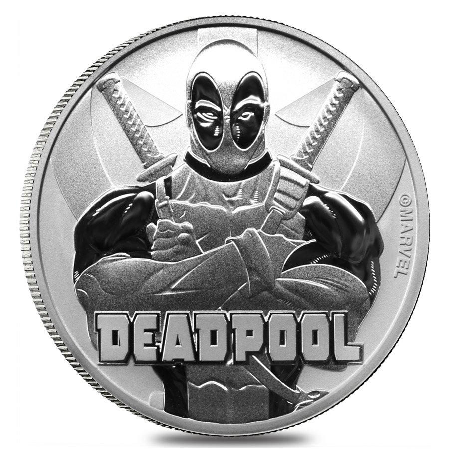 2018 1 oz Tuvalu Deadpool Marvel Series Silver Coin .9999 Fine Silver BU In  Cap