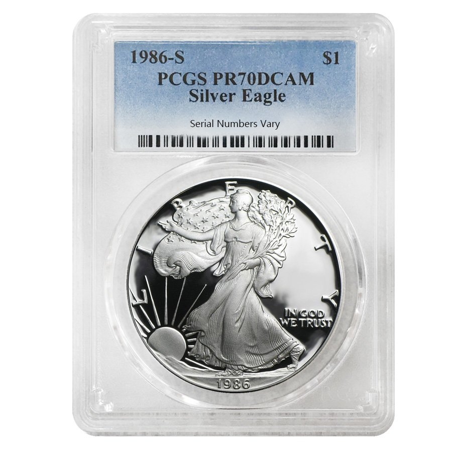 1986-S 1 oz Proof Silver Eagle PCGS PF 70 | Bullion Exchanges