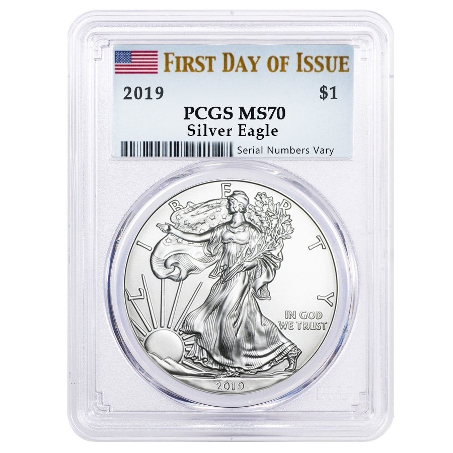 2019 1 oz Silver American Eagle $1 Coin PCGS MS 70 First Day of Issue