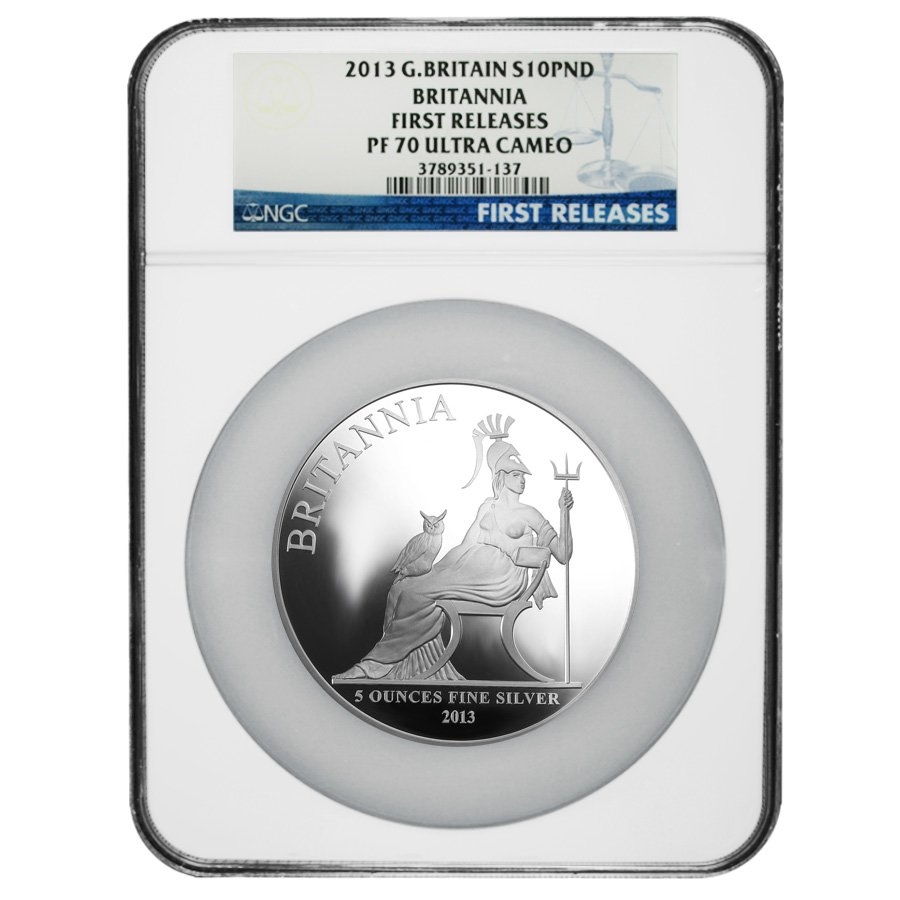 2013 5 oz Silver Britannia NGC PF 70 FR | Bullion Exchanges