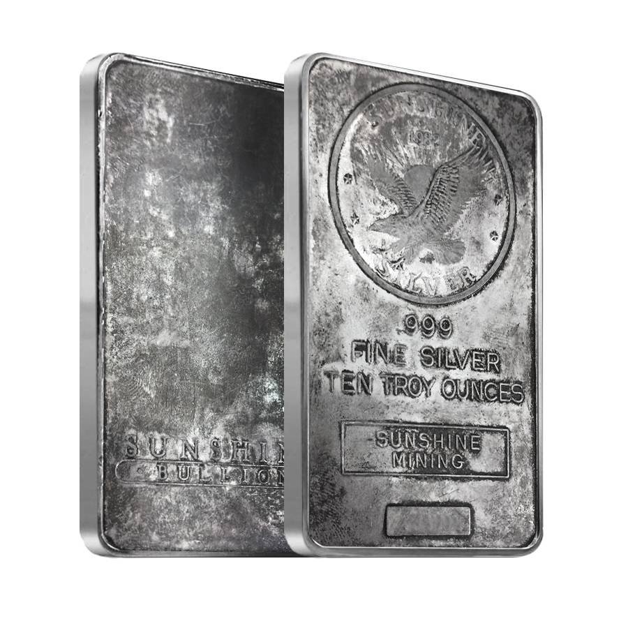 10 oz Sunshine Mint Silver Vintage Bar .999 Fine