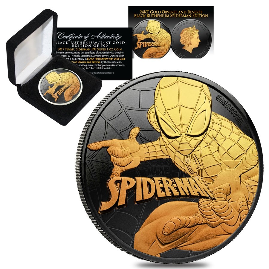 2017 1 oz Tuvalu Spiderman Silver Ruthenium | Bullion Exchanges