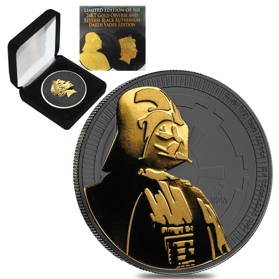 2017 1 oz Niue Silver $2 Star Wars Darth Vader Black Ruthenium