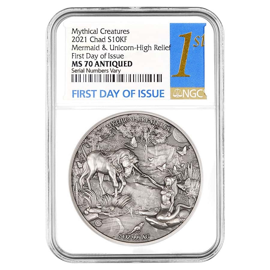 コレクション Siren Mermaid Silver Coin 2 Oz 2021 2021 2 oz Silver Mermaid Unicorn NGC MS 70 FD |Bullion Exchanges