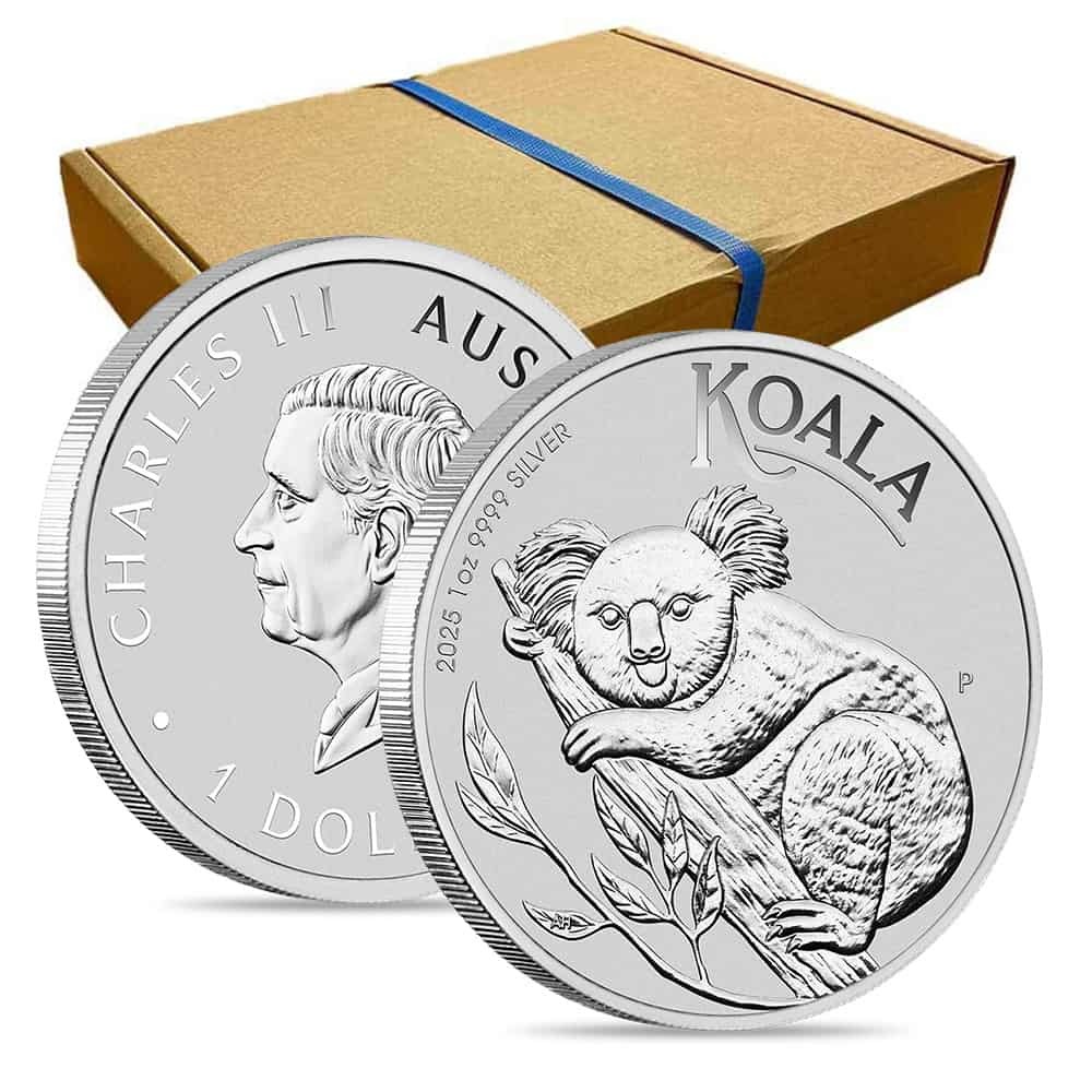 Box of 100 - 2025 1 oz Silver Australian Koala Perth Mint BU