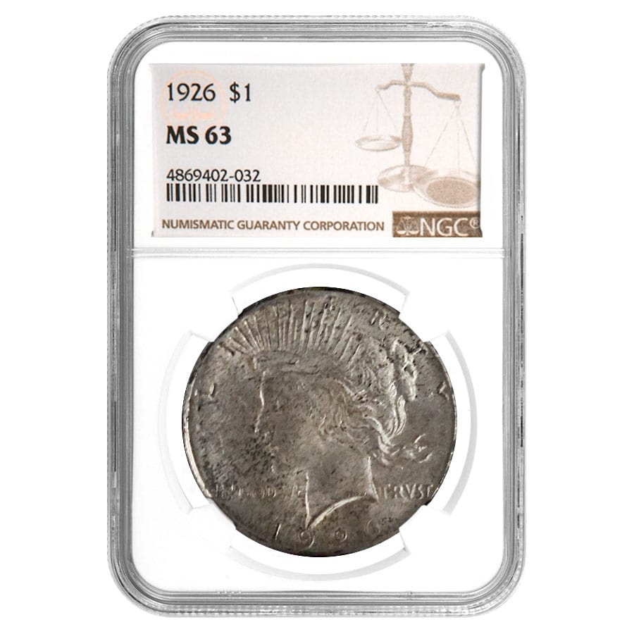 1926 Silver Peace Dollar NGC MS 63