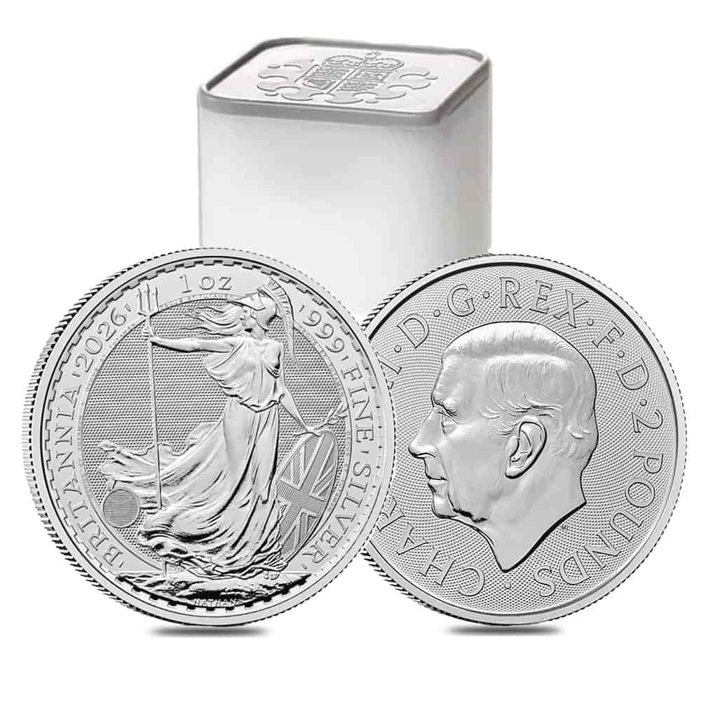 Roll of 25 - 2026 Great Britain 1 oz Silver Britannia Coin BU