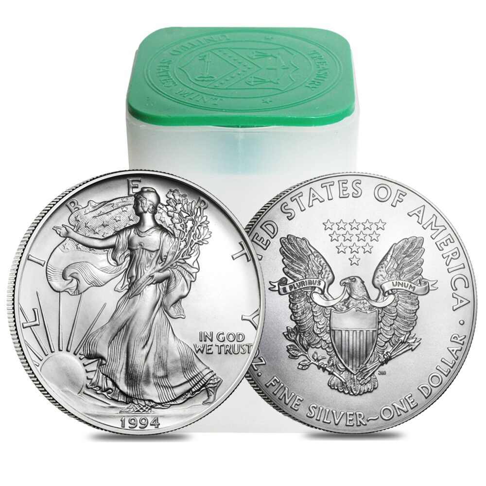 Roll of 20 - 1994 1 oz Silver American Eagle $1 Coin BU