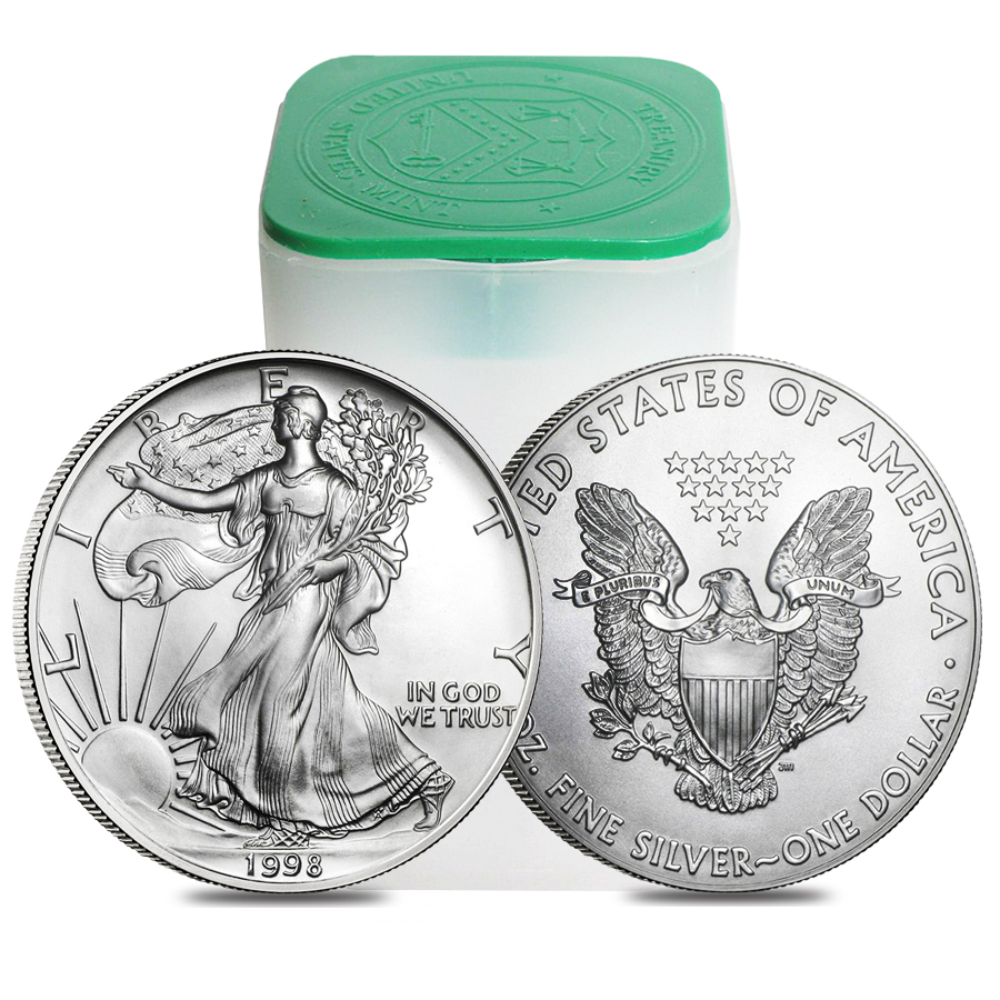 Roll of 20 - 1998 1 oz Silver American Eagle $1 Coin BU