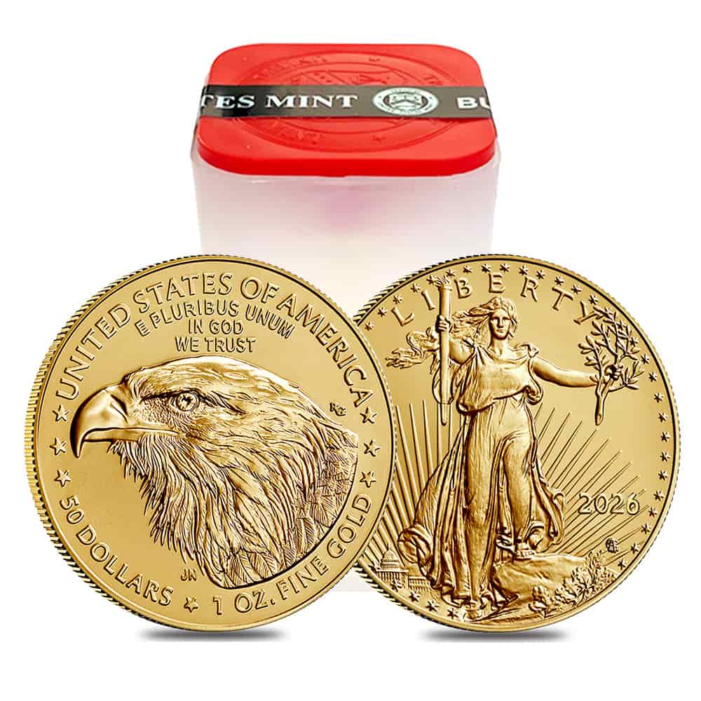 Roll of 20 - 2026 1 oz Gold American Eagle $50 Coin BU