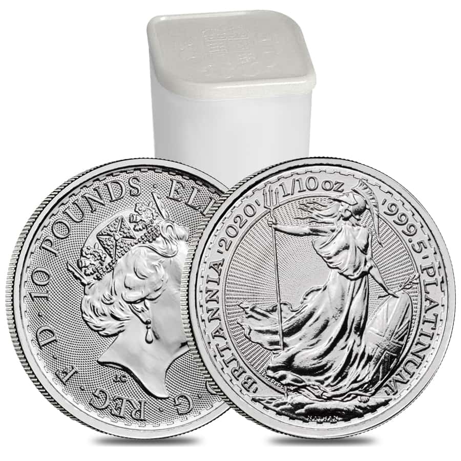 Roll of 25 - 2020 Great Britain 1/10 oz Platinum Britannia Coin