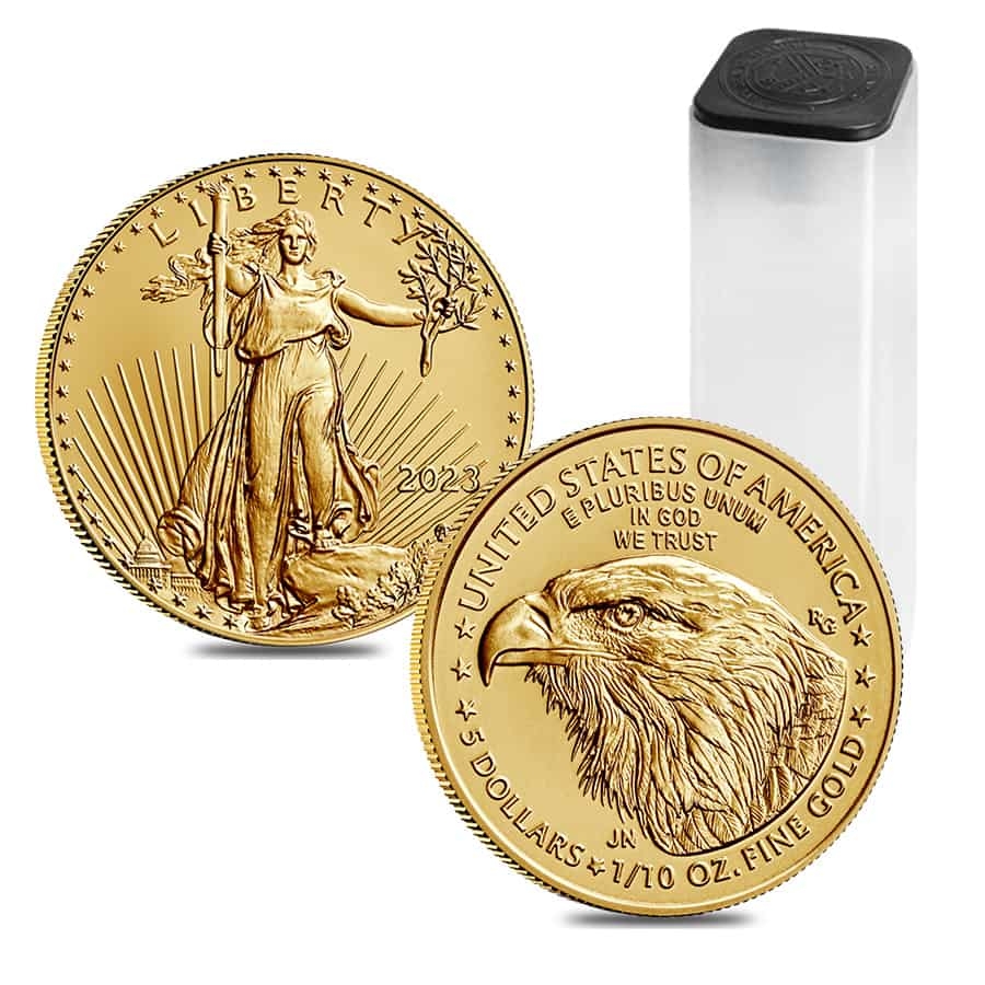 Roll of 50 - 2023 1/10 oz Gold American Eagle $5 Coin BU