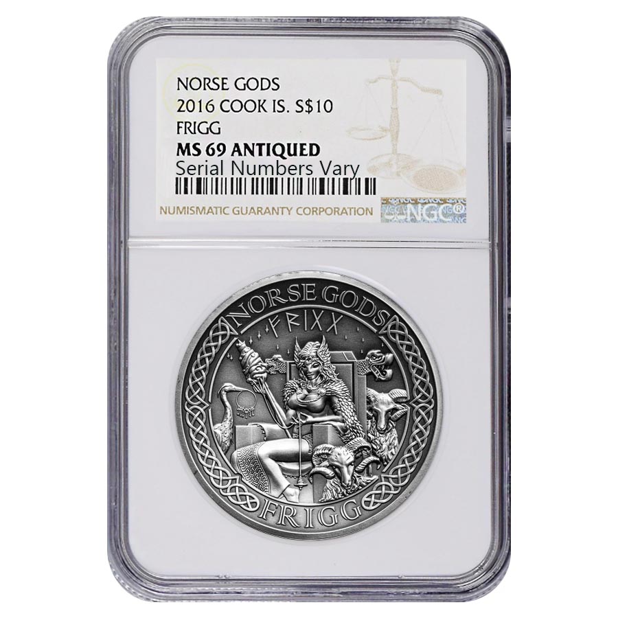 2016 2 oz Cook Islands Silver Norse Gods Frigg Ultra High Relief