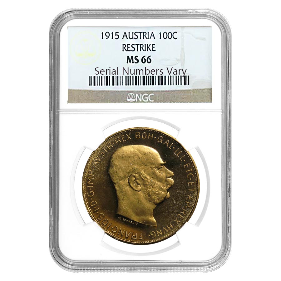 1915 Austrian Gold 100 Corona NGC MS 66