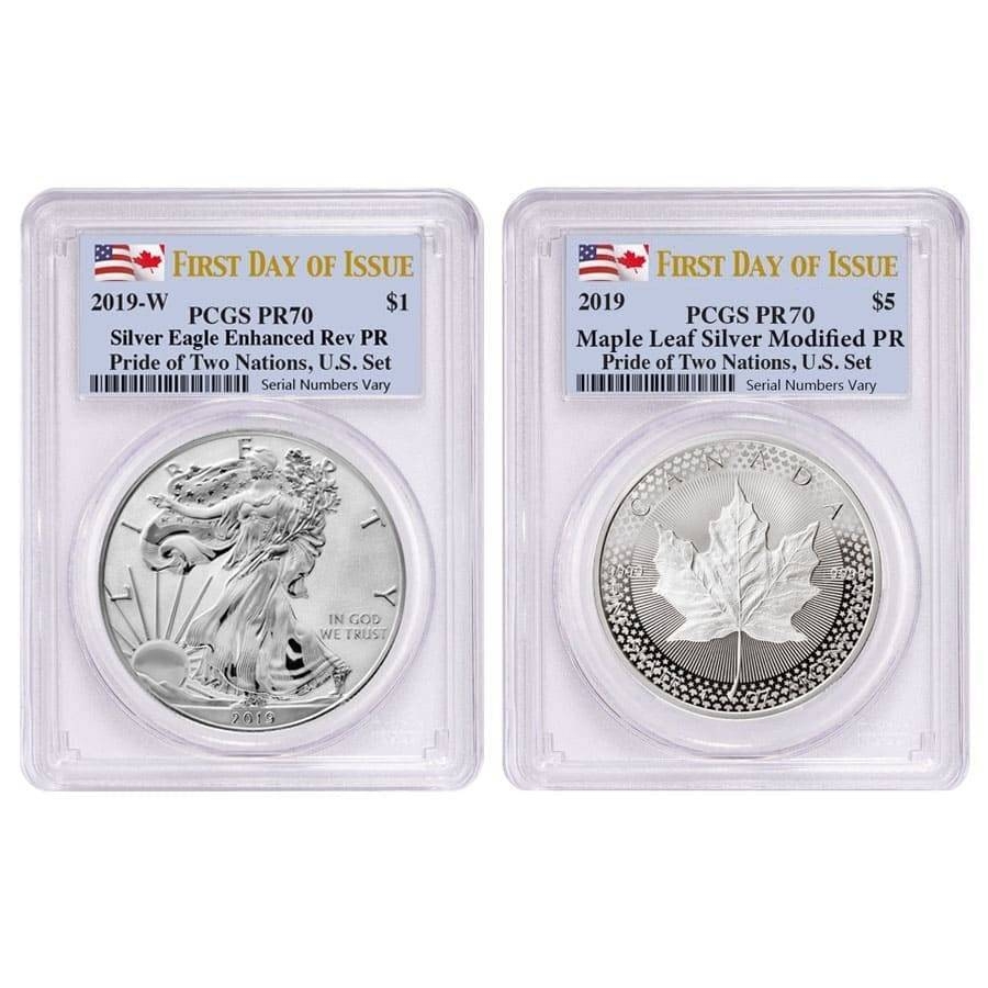 2019 Pride of Two Nations 2-Coin Set PCGS PF 70 FDOI (Two Flags Label)