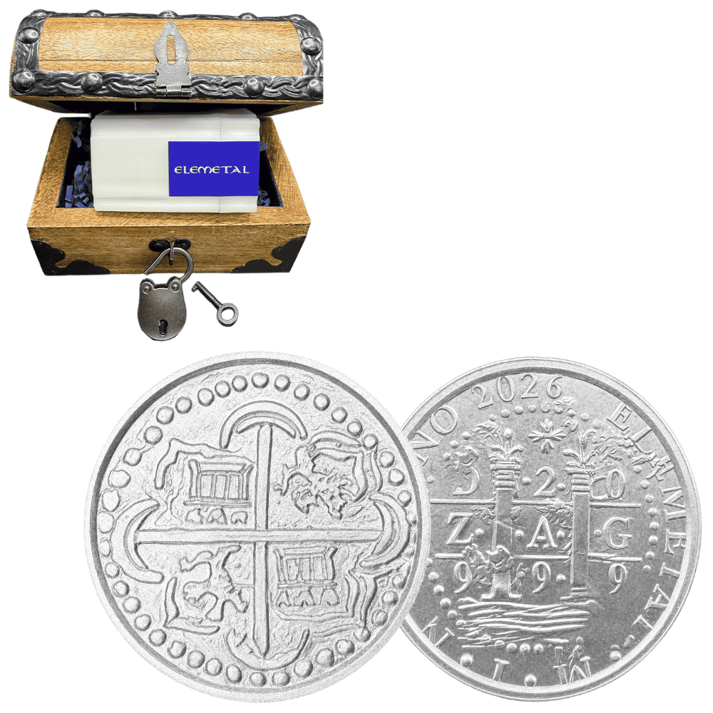 Tube of 10 - 2 oz Shipwreck Atocha Silver Rounds Chest Set