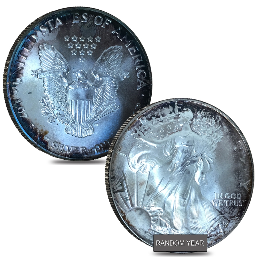 1 oz Silver American Eagle BU Toned (Random Year)