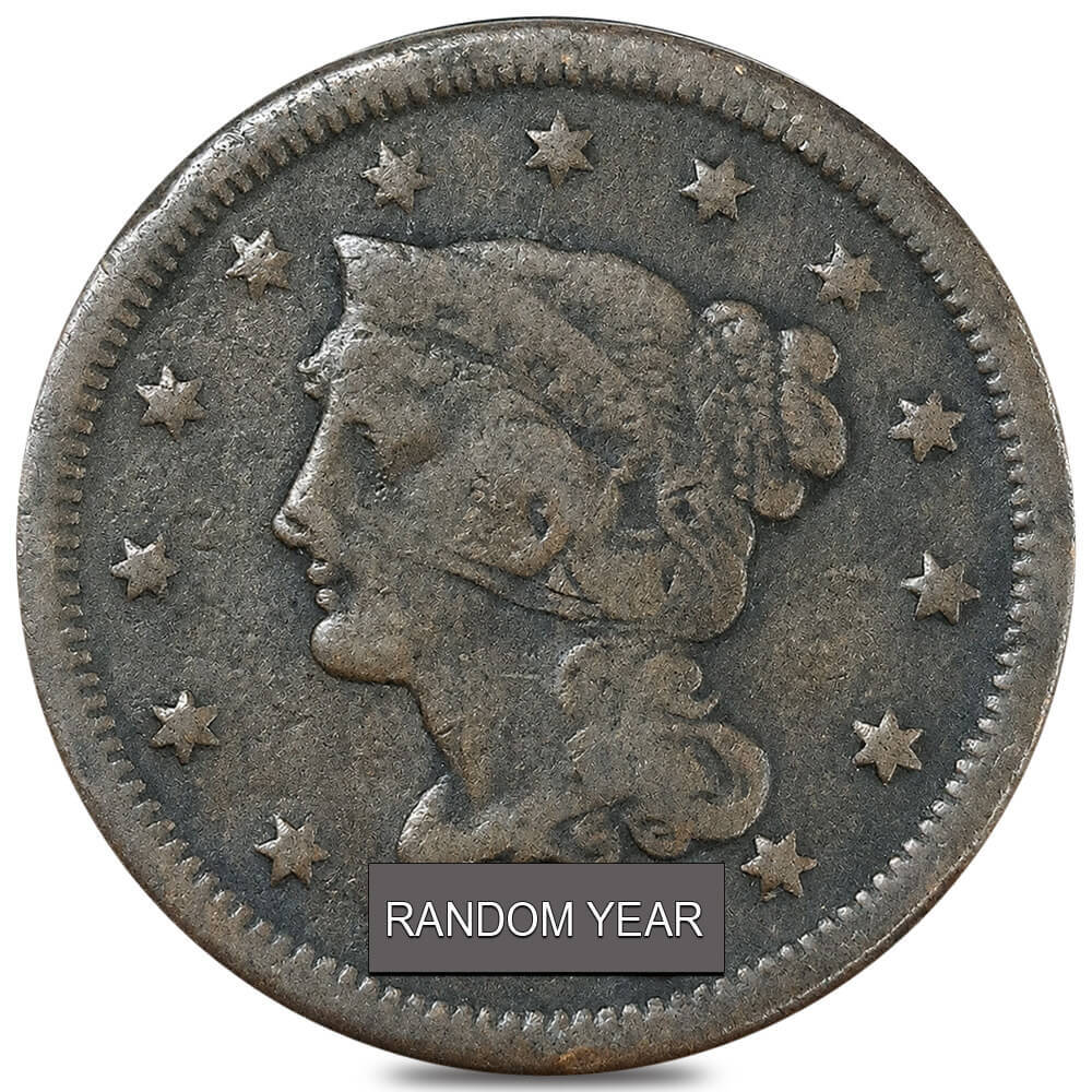 United States Braided Hair Large 1 Cent Coin Cull