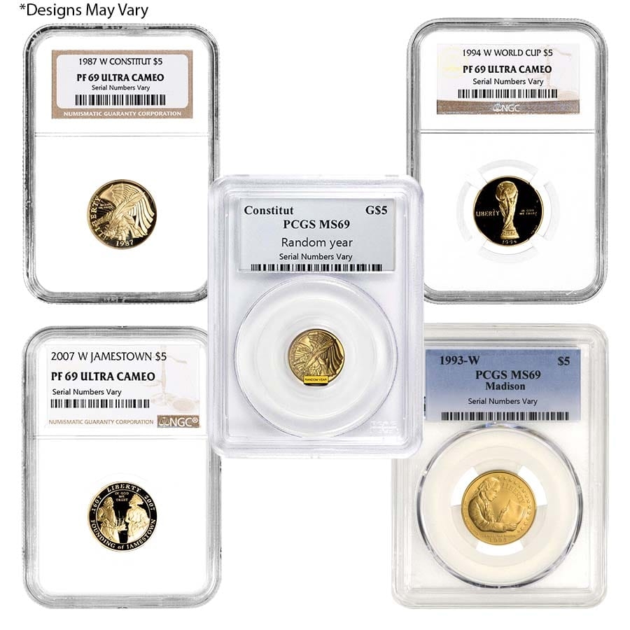 US Mint Gold $5 Commemorative Coins NGC/PCGS MS/PF 69 Random Year