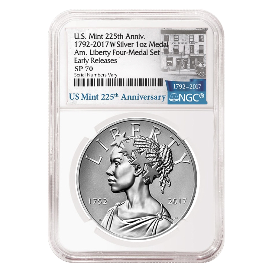 2017 W 1 oz American Liberty Enhanced Uncirculated Silver Medal NGC SP 70 ER - 225th Anniversary